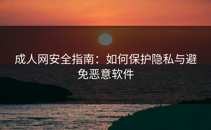 成人网安全指南：如何保护隐私与避免恶意软件